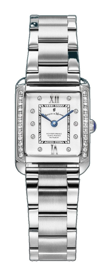 Emily II Silver Rectangular Bracelet White Dial