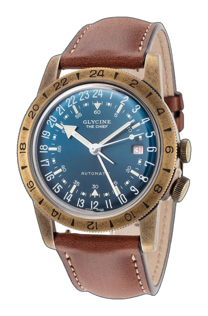 Airman The Chief GMT 40mm / Blue / Brown Blue Dial