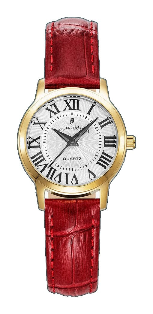 Genesis Ladies Red leather strap White Dial