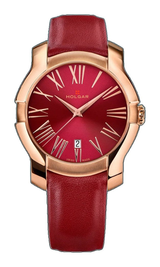 Women's Red Dial, 5N Rose Gold Case and Red Leather Strap | Red Dial