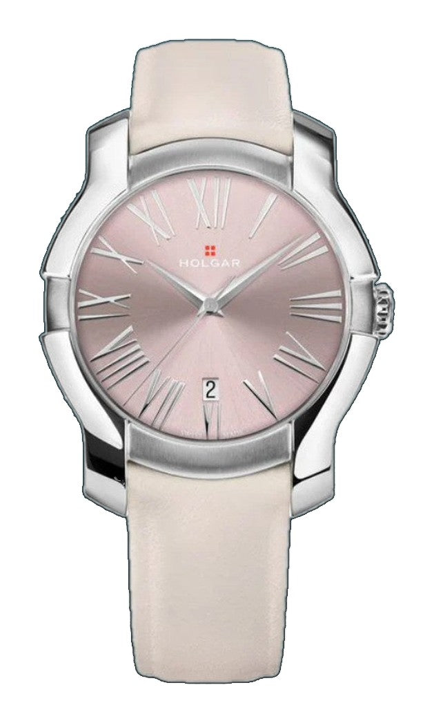 Women's Pink Dial, Stainless Steel Case and Off-White Leather Strap | Pink Dial