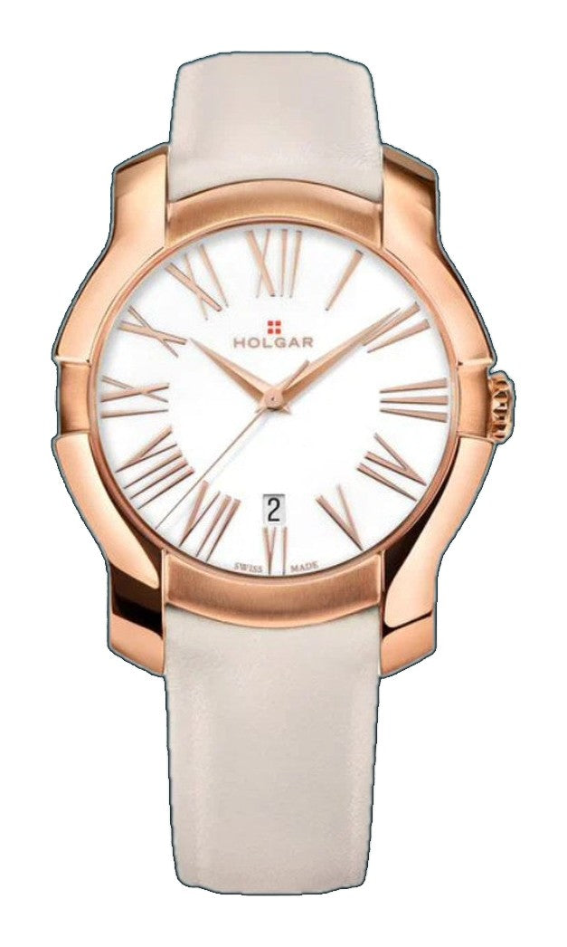 Women's White Dial, 5N Rose Gold Case and Cream Leather Strap | White Dial