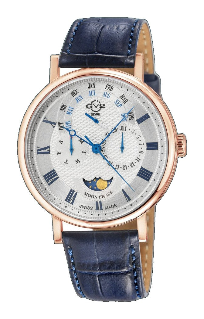 Maestro GV2 Swiss Quartz, IPRG Case, White Dial, Blue Italian Leather Strap | White Dial
