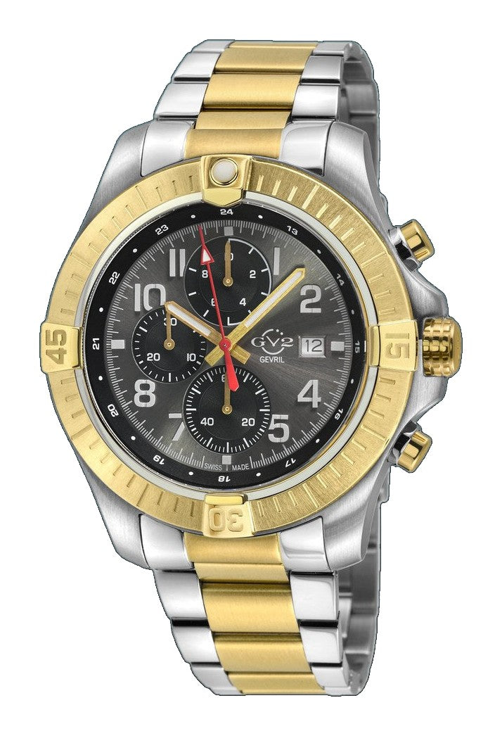 T38 GV2 Swiss Quartz Chronograph, 316L IPYG Case, Black Enamel Dial, Two toned316L IPYG  Bracelet | Green Dial