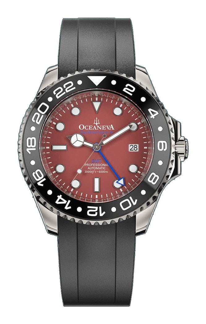 Oceaneva Deep Marine Explorer VI Grade 5 Titanium Automatic Burgundy Dial Watch Burgundy/Black | Burgundy Dial