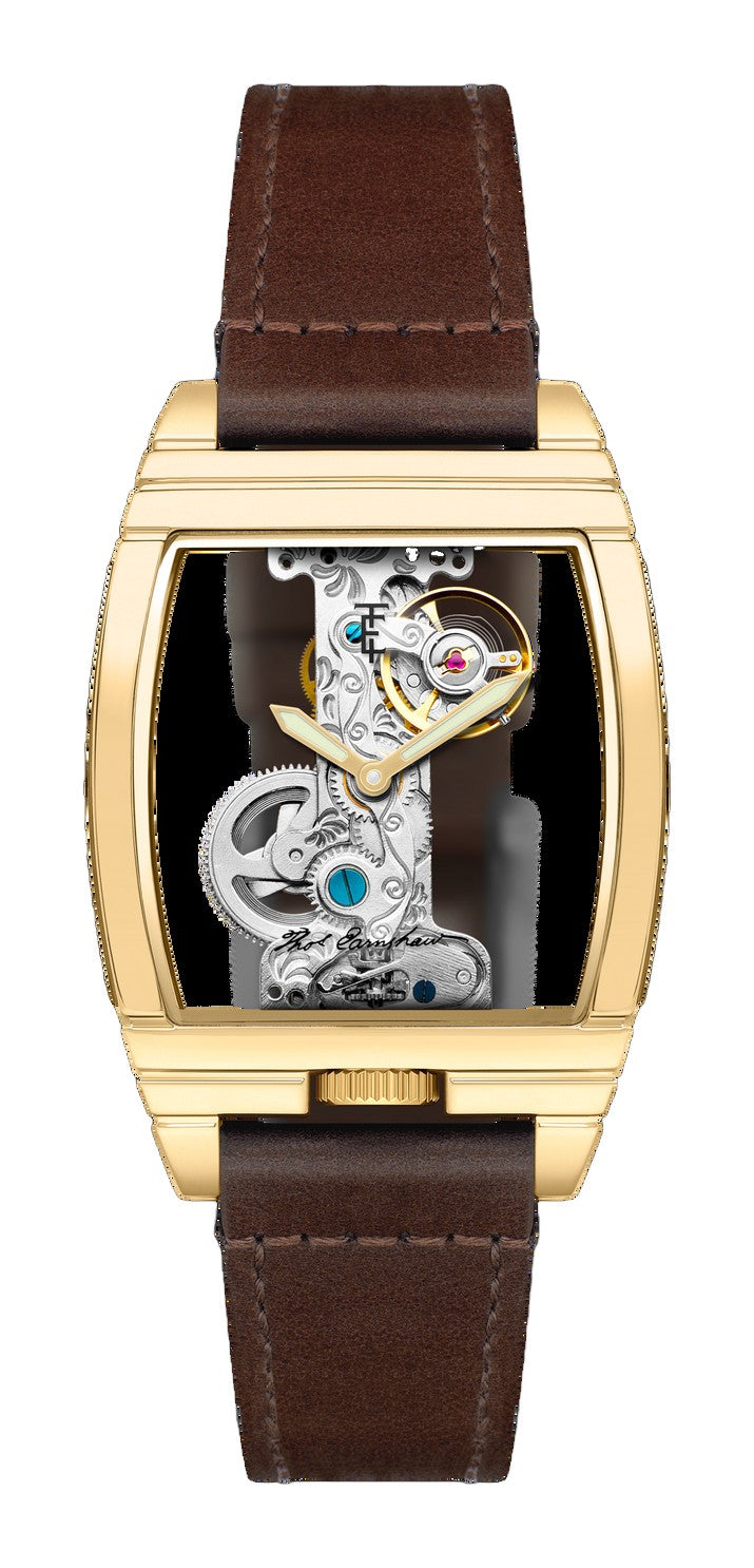 Discovery Wolver Bridge Mechanical Gold / Genuine Leather | Transparent Dial