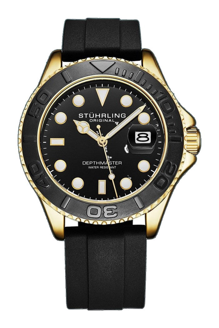 Depthmaster 4072 Black Brass Dial/ Black Silicone Strap/ Gold Case | Black Dial