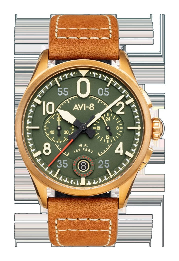 Spitfire Lock Chronograph Watch Green / Leather | Green Dial