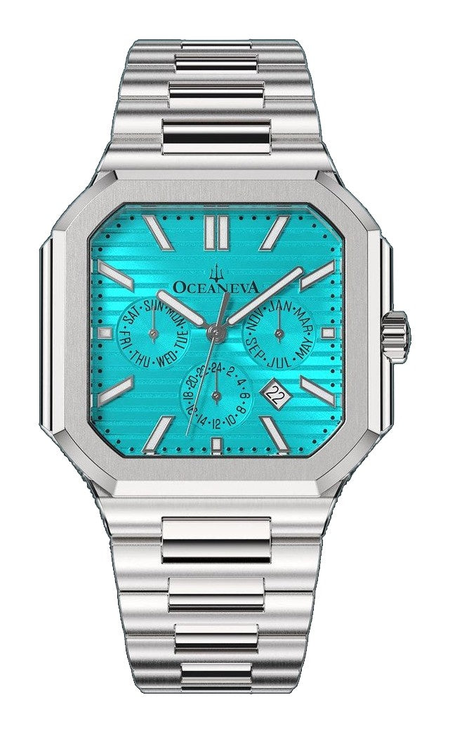 Tenuis Automatic Calendar Thin Watch Teal/Silver Teal/Silver | Teal Dial