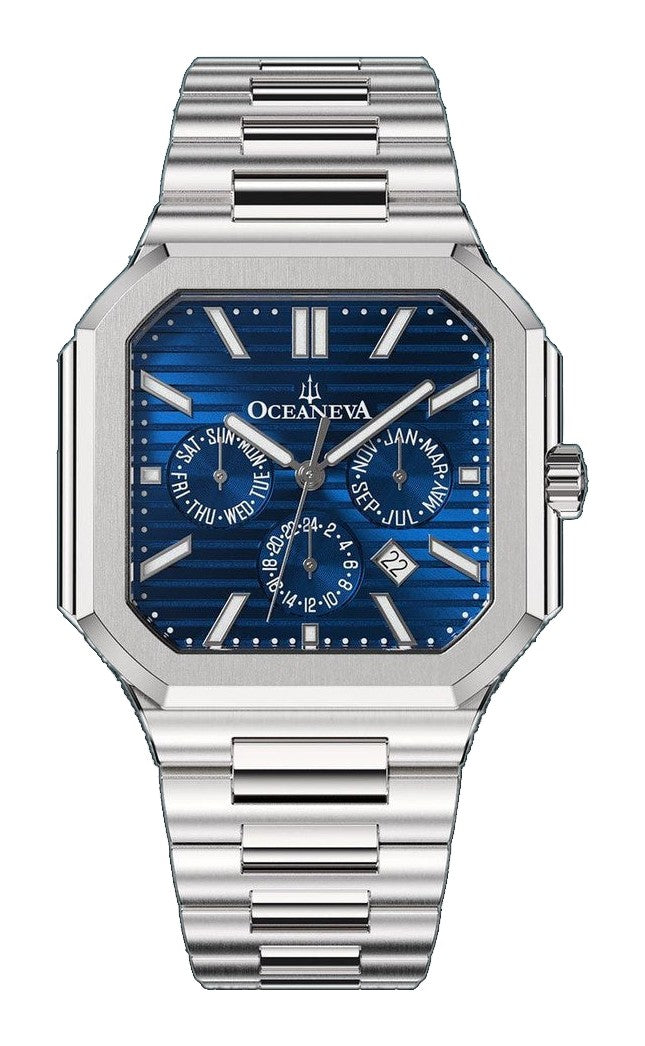 Oceaneva Tenuis Automatic CalendarThin Watch Blue/Silver Blue/Silver | Blue Dial
