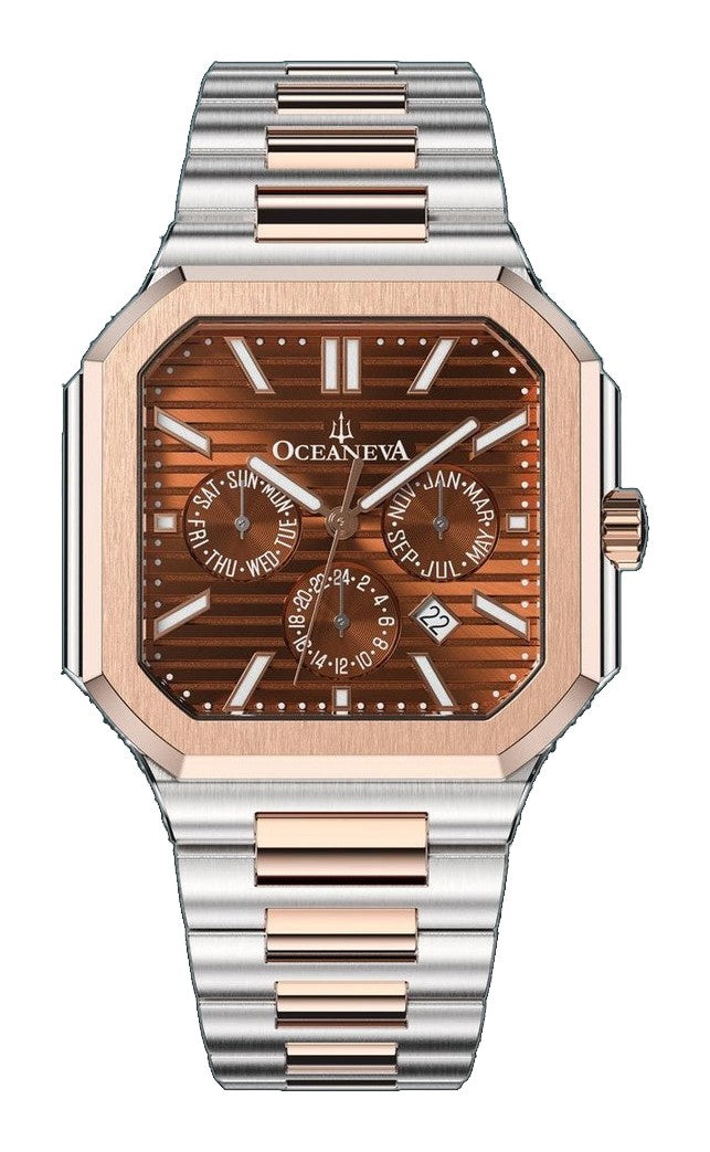 Tenuis Automatic Calendar Watch with Rose Gold Bezel | Brown Dial