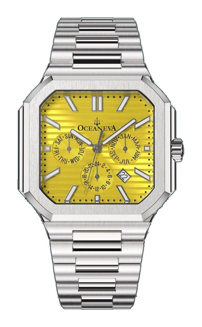 Tenuis Automatic Calendar Silver Bezel | Yellow Dial