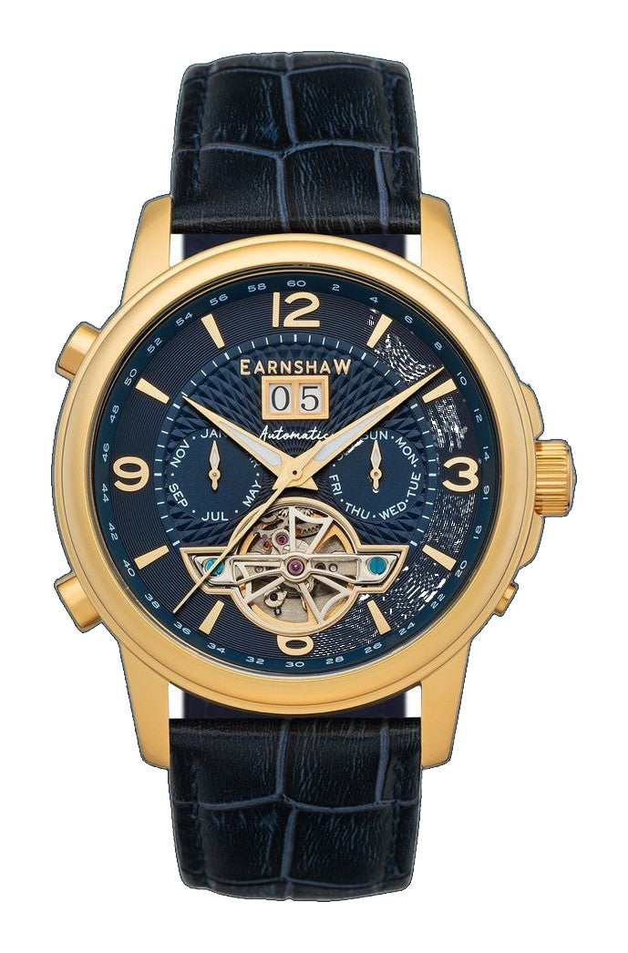 City Of London Marylebone Grand Date Calendar Open Heart Automatic Blue / Genuine Leather Strap | Blue Dial