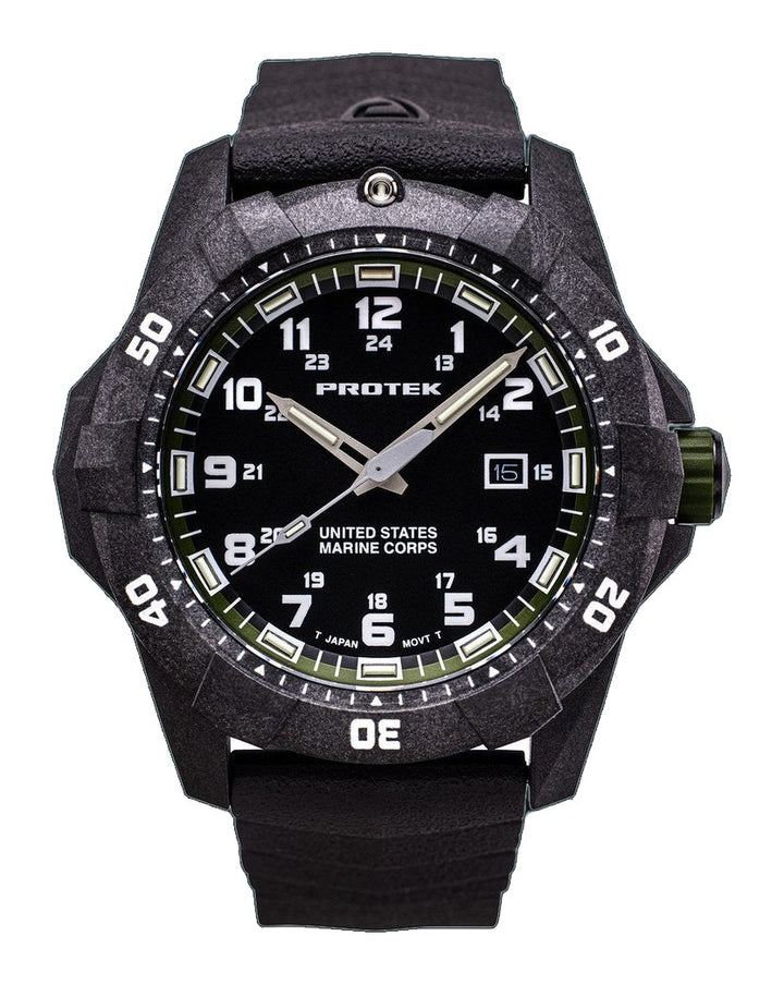 USMC Carbon Dive CARBON CASE/BLACK & GREEN DIAL/BLACK STRAP | Black / Green Dial