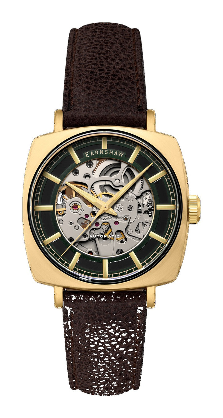 City Of London Moorgate Skeleton Automatic Black / Genuine Leather Strap | Black Dial