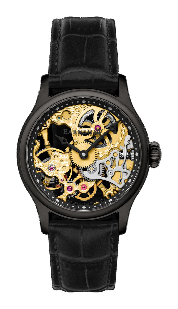 Bauer Mechanical Skeleton Gold / Genuine Leather | Gold Dial