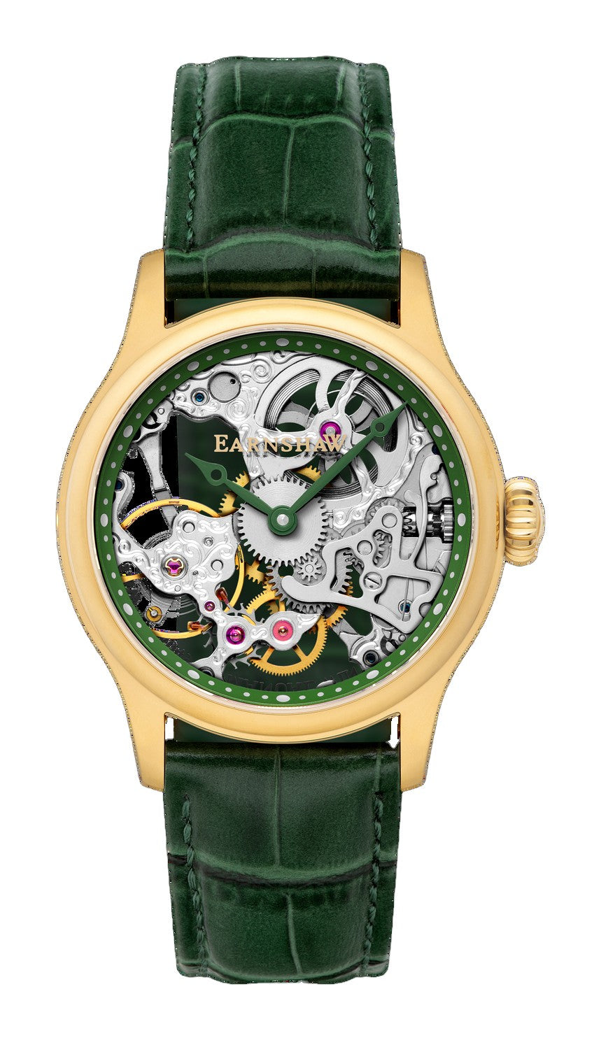Bauer Mechanical Skeleton Silver / Genuine Leather Silver Dial