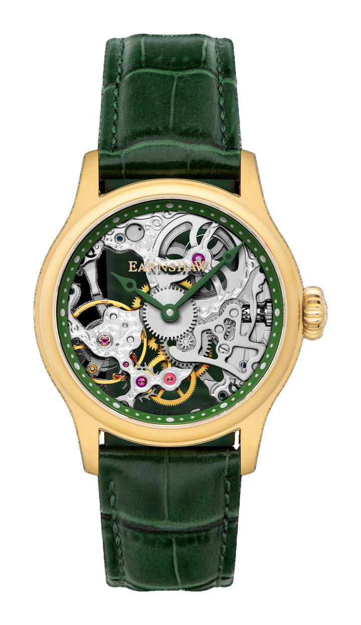 Bauer Mechanical Skeleton Silver / Genuine Leather Silver Dial