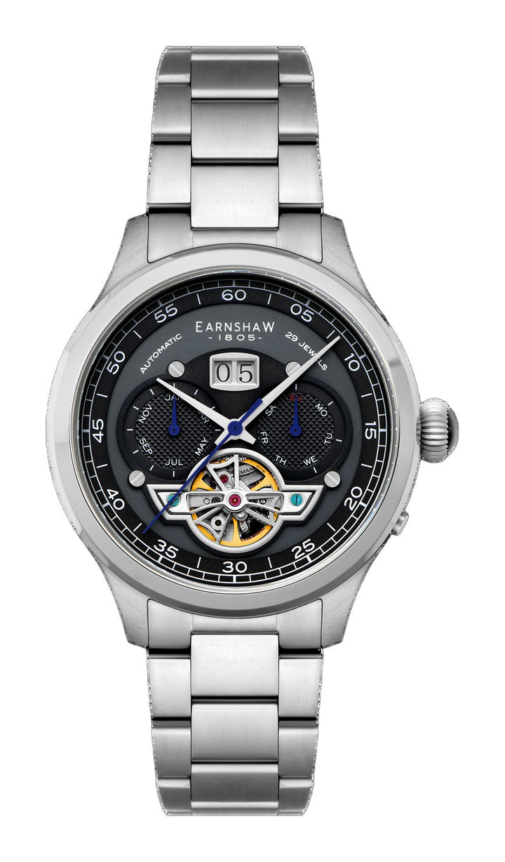 Baron Grand Date Calendar Open Heart Automatic Black / Stainless Steel Black Dial