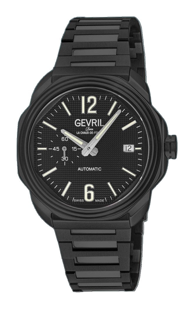 Roosevelt Gevril IPBLK Case, IPBLK Bezel, Black checkered dial, IPBLK Bracelet. | Black Dial