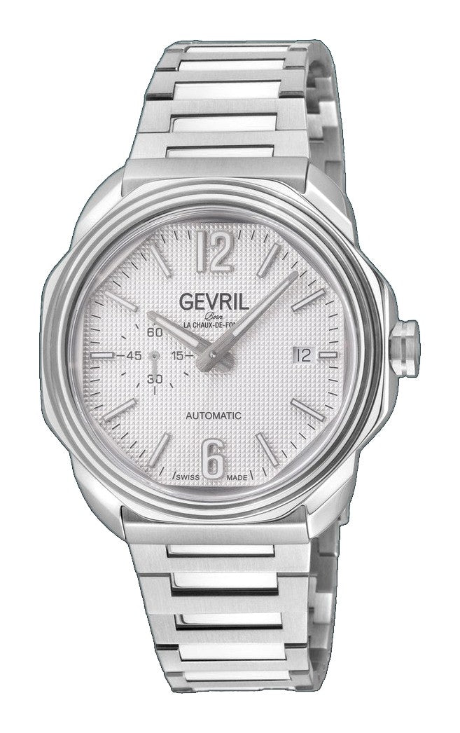Roosevelt Gevril SS Case, SS Bezel, White checkered dial, SS Bracelet. White Dial