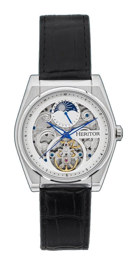 Daxton Semi Skeleton Black/White | White Dial