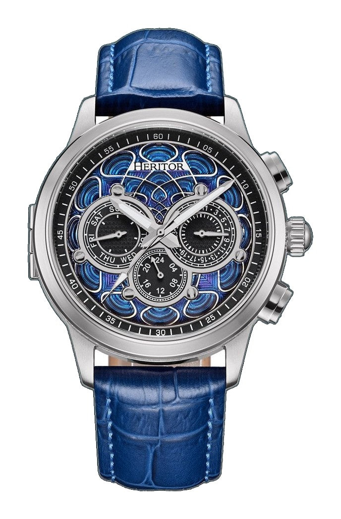 Apostle Custom Enamel Dial Watch Blue/Silver | Multi-colored Dial