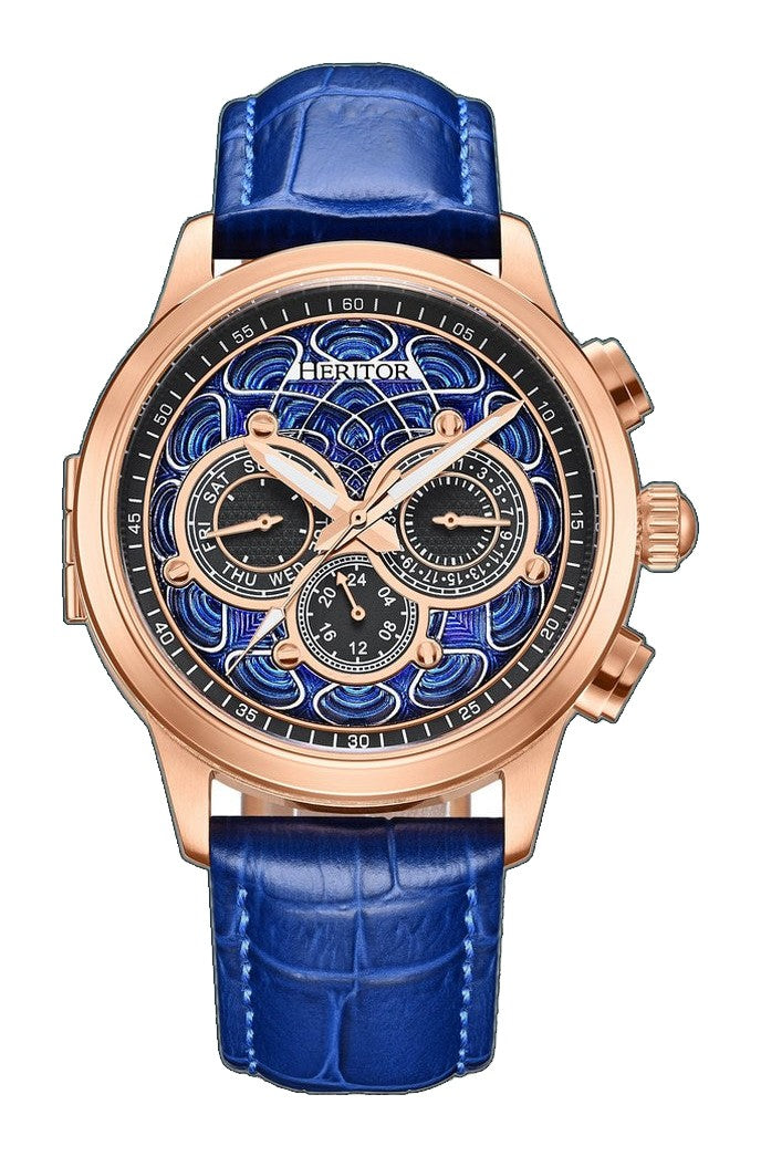 Apostle Custom Enamel Dial Watch Blue/Rose Gold | Multi-colored Dial