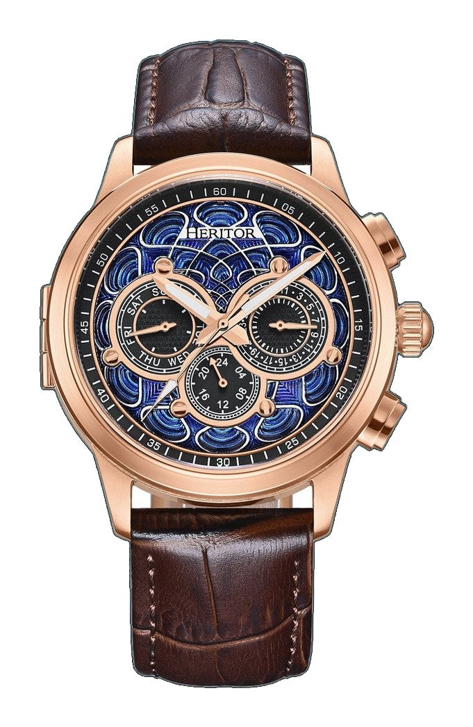 Apostle Custom Enamel Dial Watch Brown/Blue | Multi-colored Dial