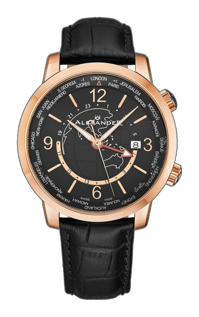A171A-03 Black/Leather | Black Dial