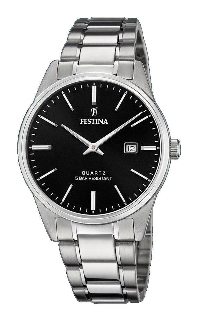 Acero clasico Black / Stainless Steel | Black Dial