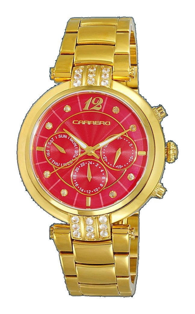 ADELINA COLLECTION Red/Goldtone | Blue Dial