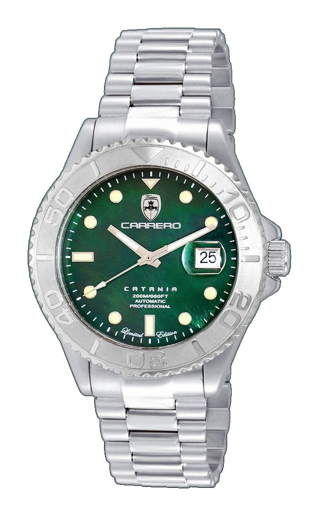 Catania MOP Silvertone-White | Green Dial