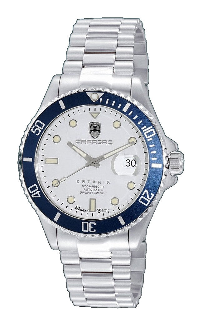 CATANIA -PD SILVER TONE/WHITE-BLUE | White Dial