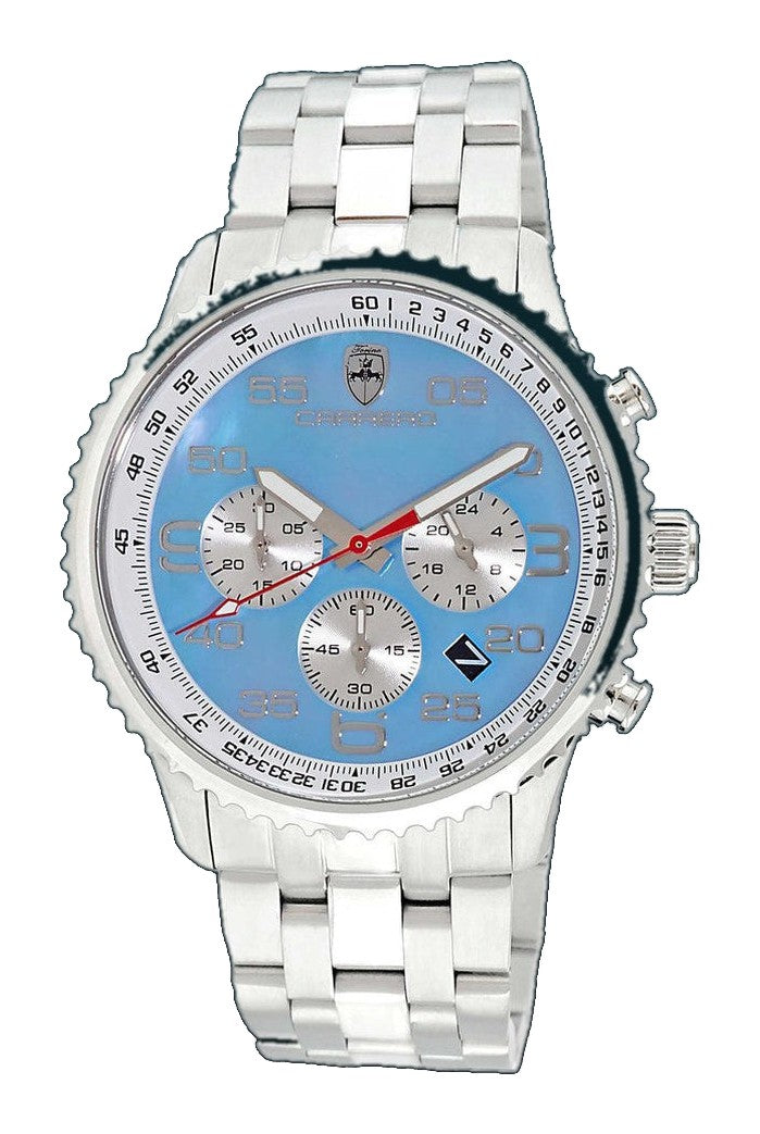 Aureum-MB Silvertone/ Blue | Light Blue Dial