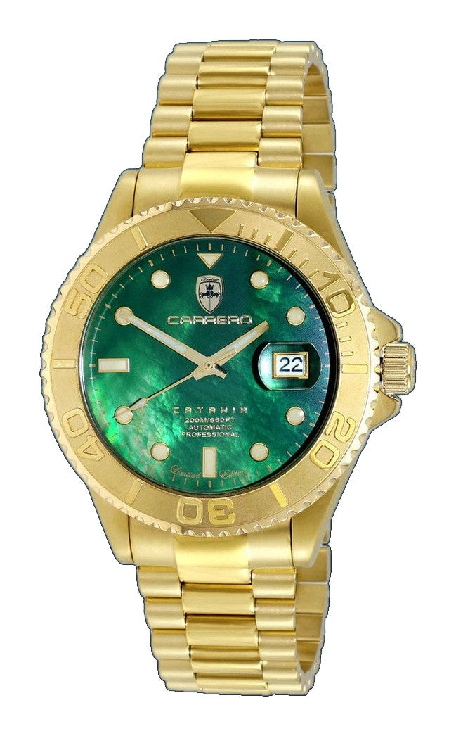 Catania MOP Goldtone-Green | Gold Dial