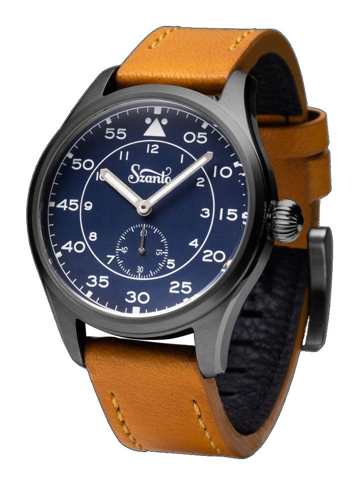 Heritage Aviator 2750 Series Gun Gray / Blue / Tan | Blue Dial