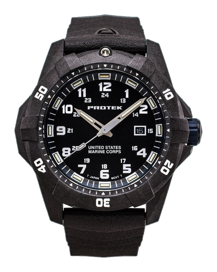 USMC Carbon Dive CARBON CASE/BLACK & BLUE DIAL/BLACK STRAP | BLACK/BLUE Dial
