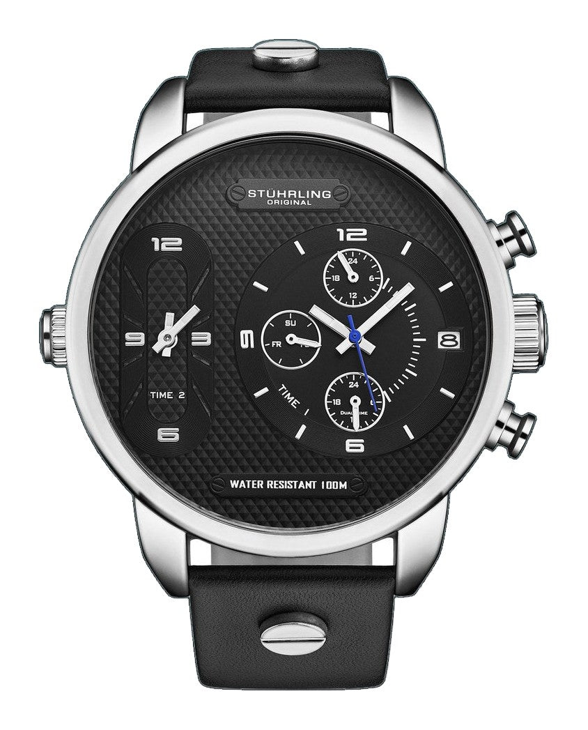 Global GMT Japanese Quartz 52mm Black/Silver | Black Dial