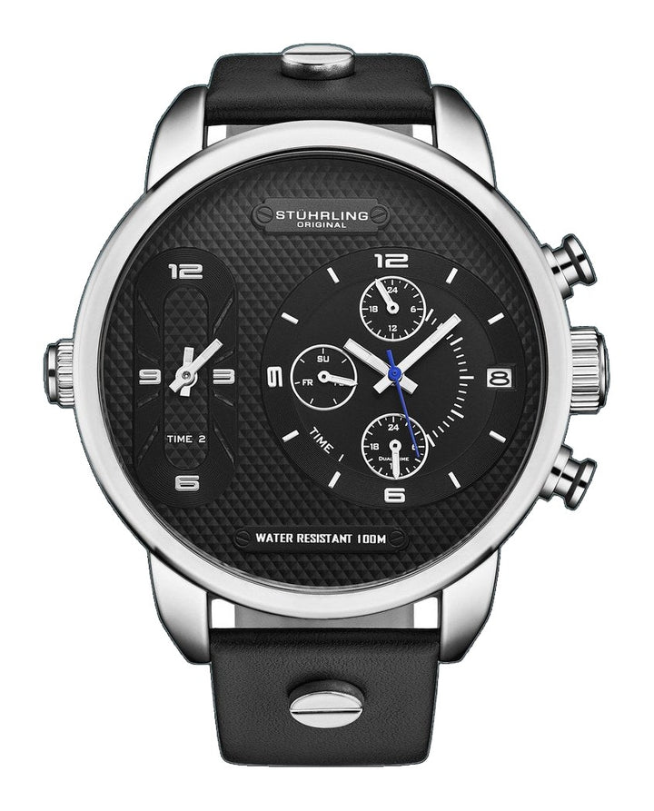 Global GMT Japanese Quartz 52mm Black/Silver | Black Dial