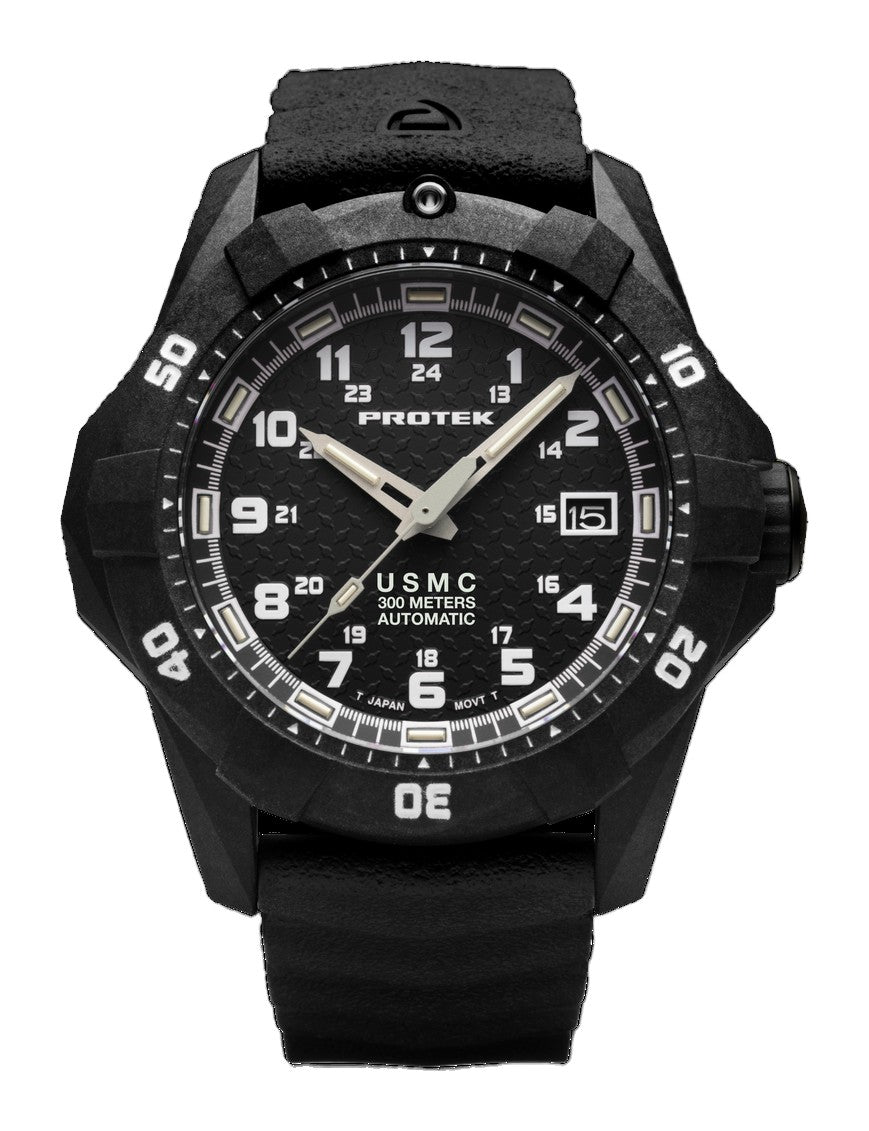CARBON COMPOSITE USMC  AUTOMATIC DIVE 1210 SERIES CARBON CASE/BLACK DIAL/BLACK STRAP | Black Dial