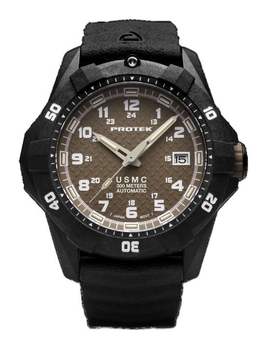 CARBON COMPOSITE USMC  AUTOMATIC DIVE 1210 SERIES CARBON CASE/SAND DIAL/BLACK STRAP | Sand Dial