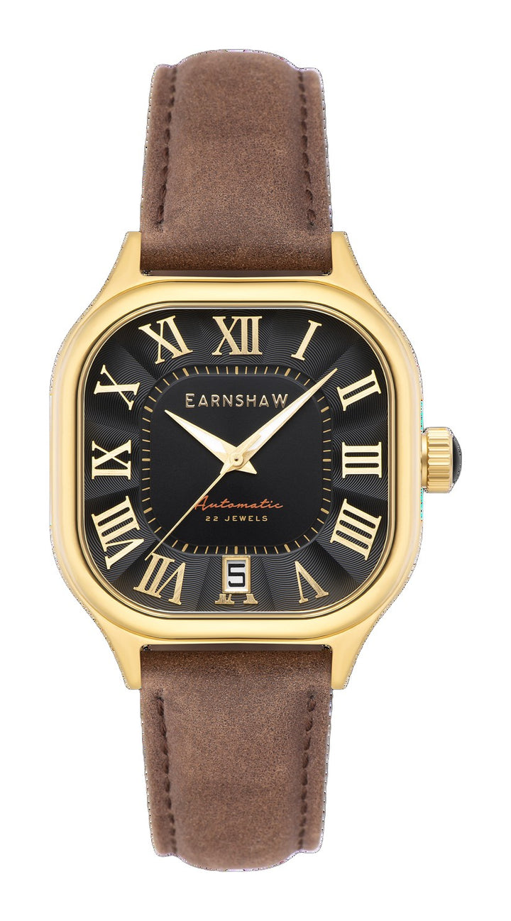 Coussin Automatic Black / Brown Genuine Leather | Black Dial