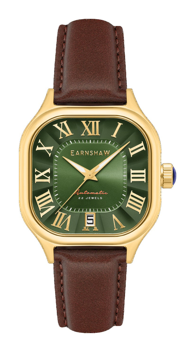 Coussin Automatic Green / Brown Genuine Leather | Green Dial
