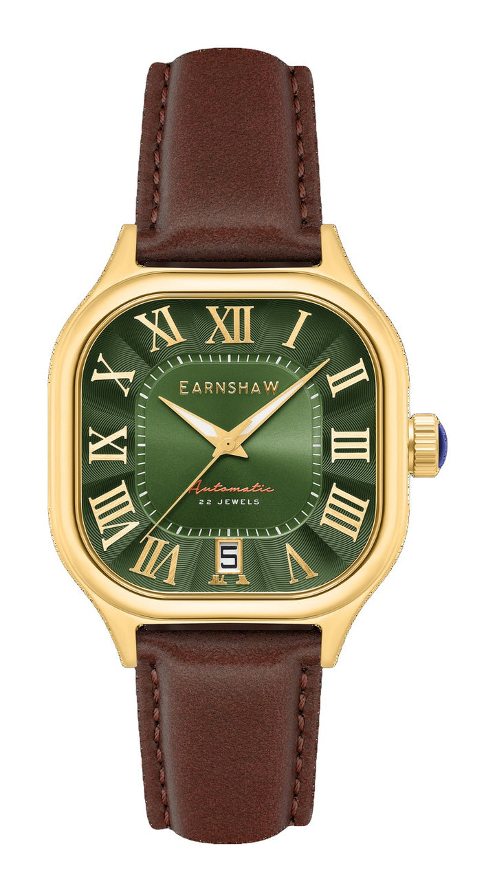 Coussin Automatic Green / Brown Genuine Leather | Green Dial