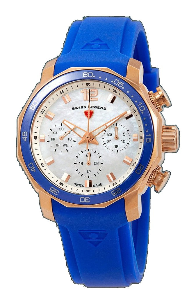 Blue Geneve Multifunction Silver / Rubber | Silver Dial