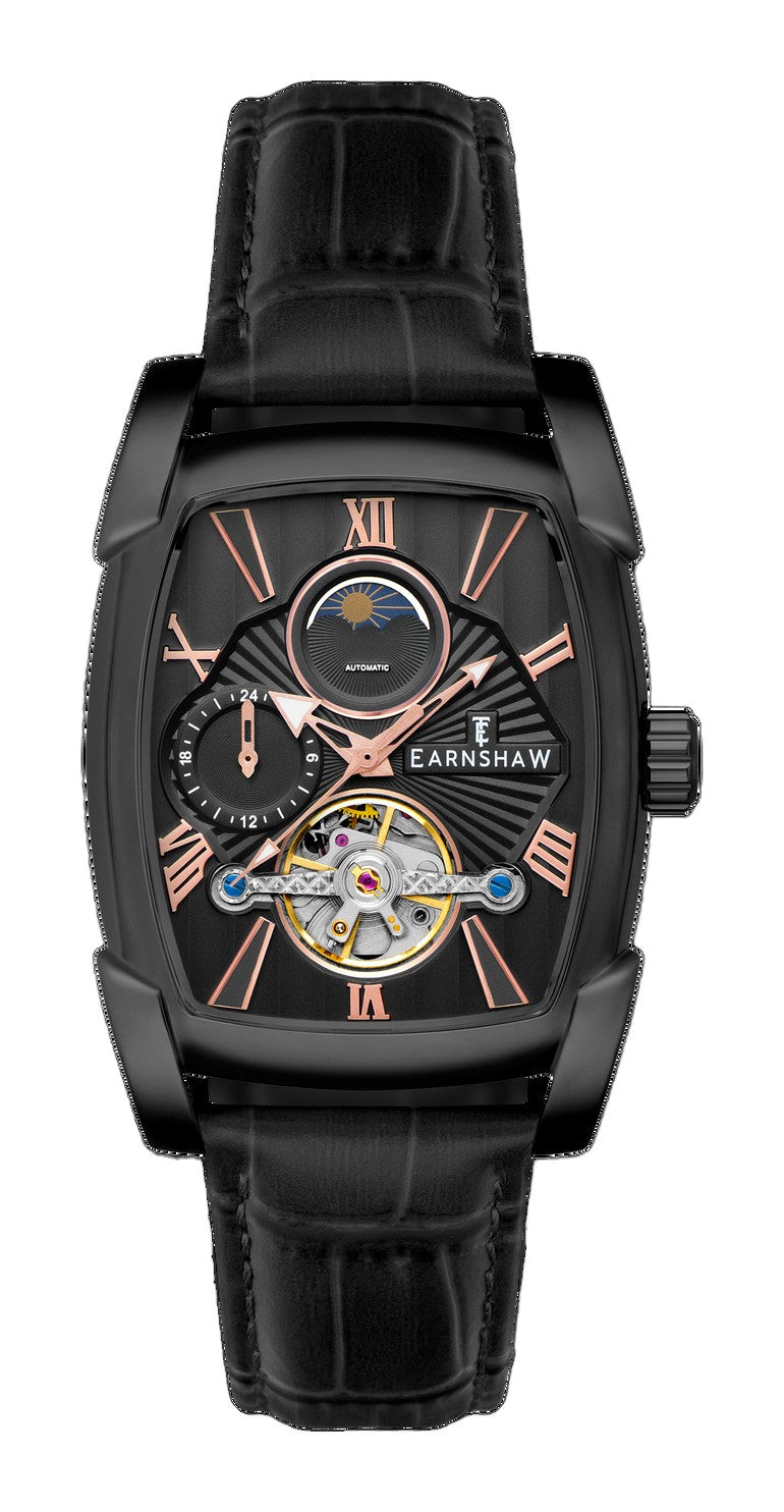 Heritage Kensington Multifunction Automatic Black & Rose Gold / Black Leather | Black Dial