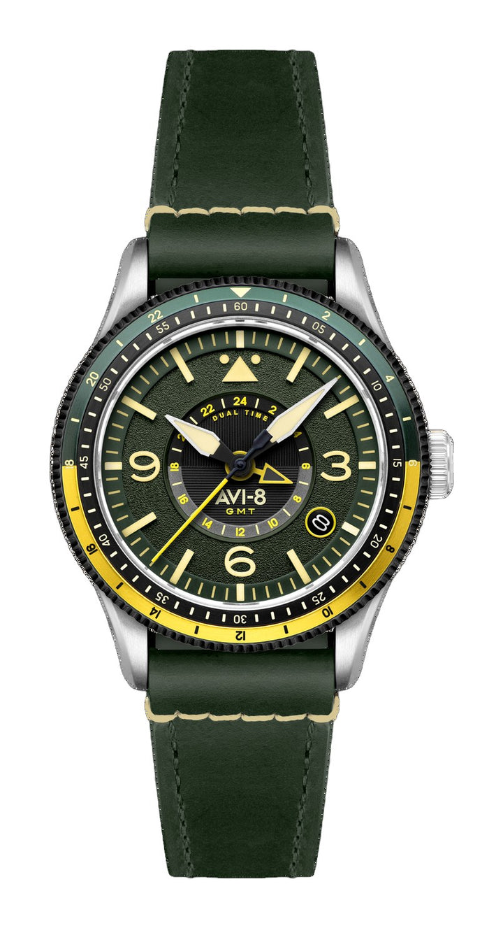 FLYBOY AIRMASTER GMT AUTOMATIC Green / Leather | Green Dial