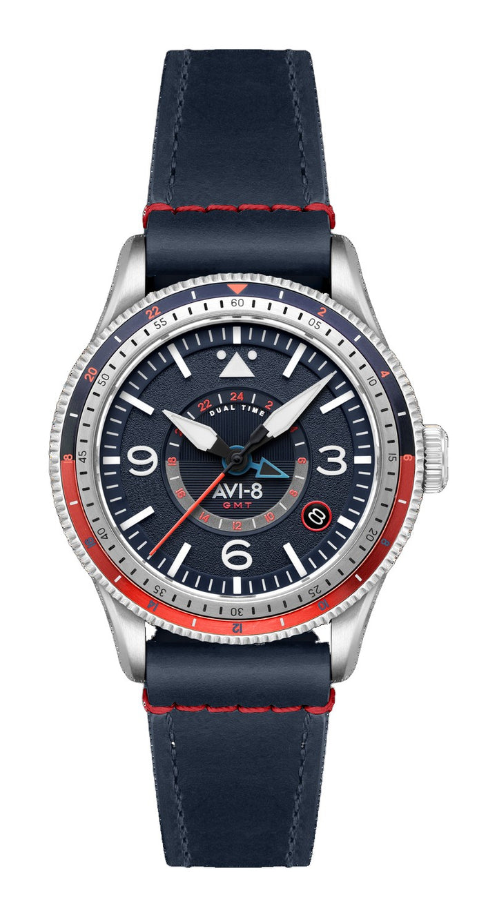 FLYBOY AIRMASTER GMT AUTOMATIC Blue / Leather | Blue Dial