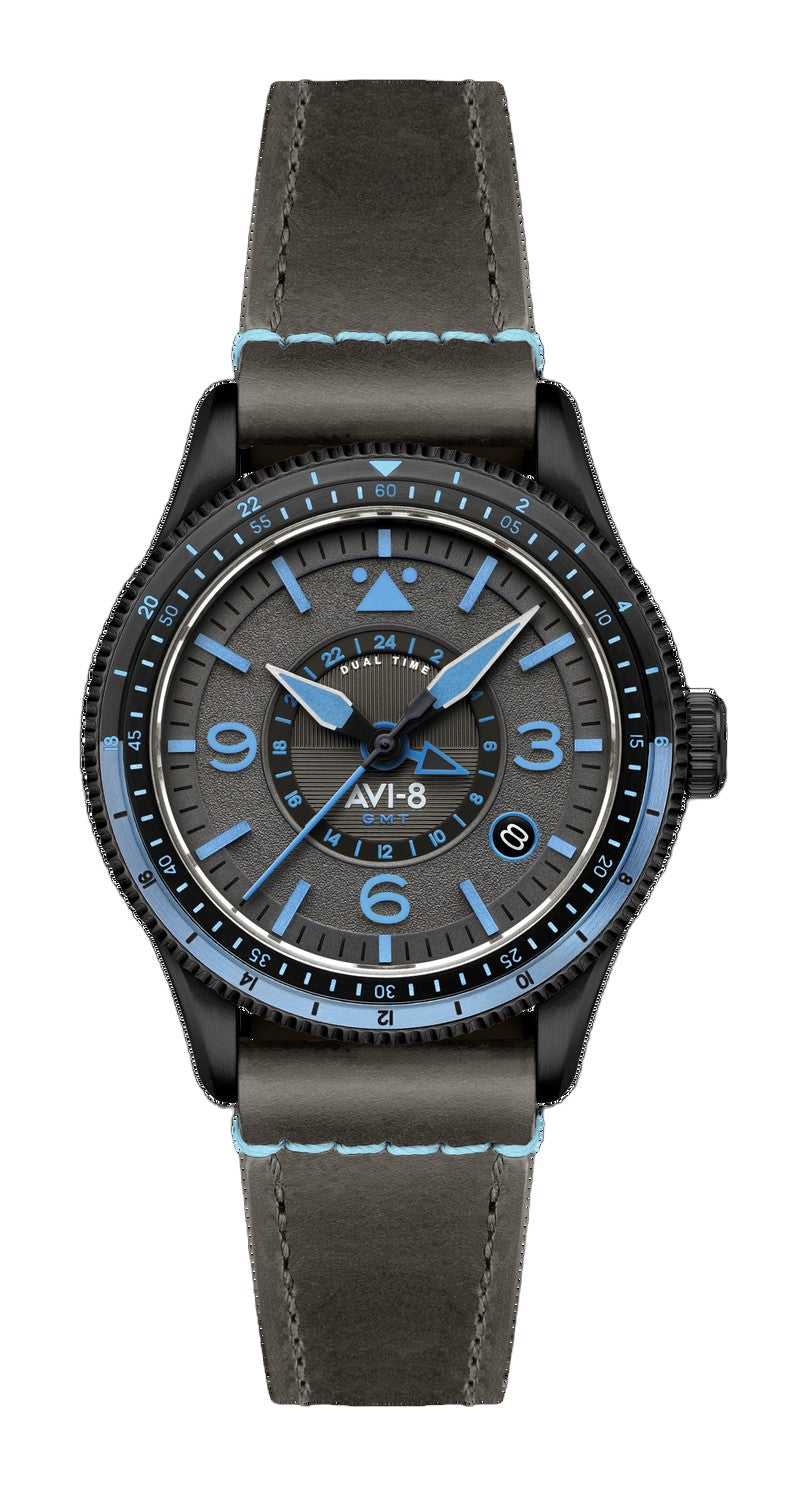 FLYBOY AIRMASTER GMT AUTOMATIC Grey / Leather | Grey Dial